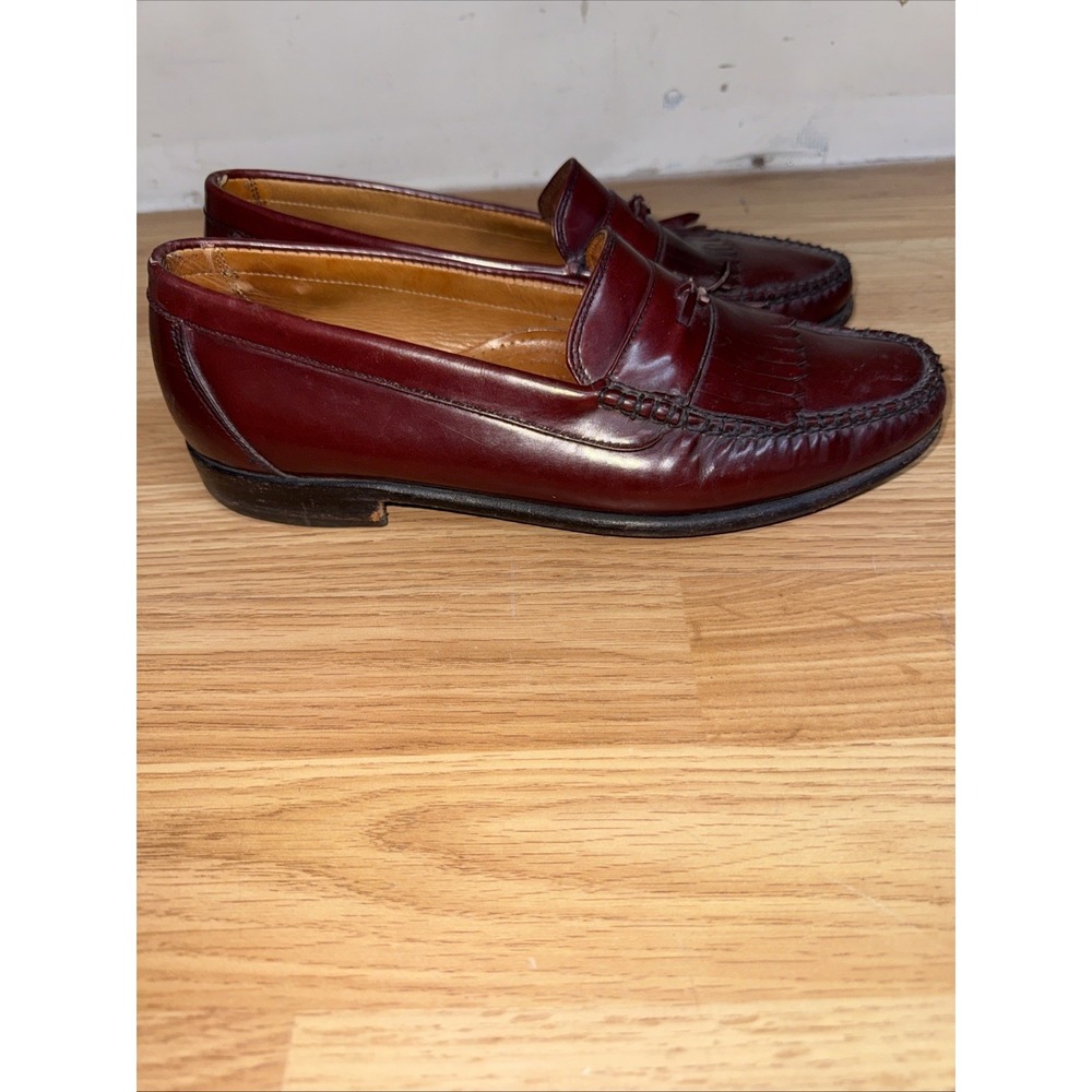 GH Bass Weejuns  Kiltie Loafers Burgundy Leather Made in USA Mens 9.5D